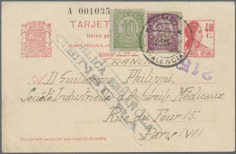Spain - Postal Stationery: 1933, Postal Stationery Card 40c. Red, Uprated 35c. A - 1850-1931