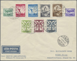 Hungary: 1933, Airmails 10f.-5p., Complete Set Of Nine On Airmail Cover From "BU - Brieven En Documenten