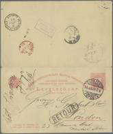 Hungary - Postal Stationary: 1893, Double Card 5kr.+5kr. Red Commercially Used W - Postal Stationery