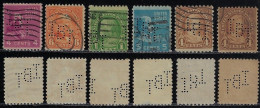 USA 1923/1940 6 Stamp With Perfin IBT By Irving Bank & Trust Company From New York Lochung Perfore - Zähnungen (Perfins)