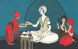 Illustrateur - Femme Assise Qui Prend Des Friandises - Joueur De Cithare - Red Star Line-  Carte Postale Ancienne - Sin Clasificación