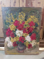 Tableau Bouquet De Fleurs Signé Aubeline - Olieverf