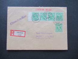 Bizone Am Post 21.12.1945 Nr.3 (5) MeF + Roter L1 Gebühren Bezahlt Einschreiben Aidenbach - Aschaffenburg - Covers & Documents