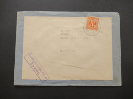 Bizone Am Post 7.1.1946 Nr.5 EF Ortsbrief German Geschäftlich Violetter Ra2 Stempel Ernährungsamt Abt. A Regen - Cartas & Documentos