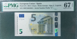 5 EURO SPAIN 2013 LAGARDE V014A1 VB SC FDS UNC. PMG 67 EPQ PERFECT - 5 Euro