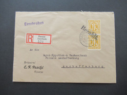 Bizone Am Post 2.11.1945 Nr.4 (2) MeF Entwertet Mit Stempel L1 Bezahlt Einschreiben Passau Auerbach - Aschaffenburg - Cartas & Documentos