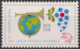 1974 UNO Genf ** Mi:NT-GE 40, Yt:NT-GE 40, Zum:NT-GE 40, 100 Jahre Weltpostverein, Globus In Posthorn - Nuevos