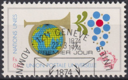 1974 UNO Genf ° Mi:NT-GE 40, Yt:NT-GE 40, Zum:NT-GE 40, 100 Jahre Weltpostverein, Globus In Posthorn - Gebraucht