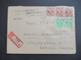 Bizone Am Post 12.12.1945 Nr.6 (3) MiF Mit Nr.3(2) Schwarzer Ra1 Gebühr Bezahlt Einschrieben Freyung (v Wald) - Berlin - Storia Postale