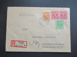 Bizone Am Post 6.2.1945 MiF Mit 4 Marken Einschreiben Fernbrief Freyung (v Wald) Nach Lutherstadt Wittenberg - Storia Postale