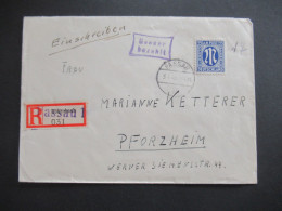 Bizone Am Post 3.1.1946 Nr.9 EF + Violetter Ra2 Gebühr Bezahlt überstempelter R-Zettel Röhrnbach / Passau 1 - Cartas & Documentos