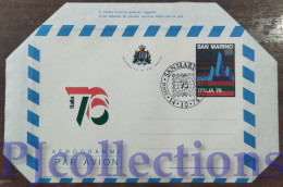 5626- SAN MARINO 1976 AEROGRAMMA ESPOSIZIONE INTERNAZIONALE DI FILATELIA MILANO L.180 C/ANNULLO 1° GIORNO - Cartas & Documentos