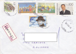 BIRD, HISTORICAL EVENTS, RENE MAGRITTE, KING ALBERT II, STAMPS ON REGISTERED COVER, 1995, BELGIUM - Lettres & Documents