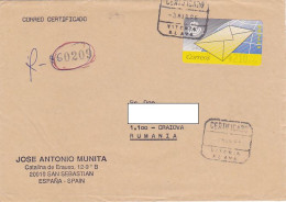 AMOUNT 210 MACHINE OVERPRINTED, STAMP ON REGISTERED COVER, 1995, SPAIN - Gebraucht