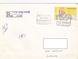 AMOUNT 210 MACHINE OVERPRINTED, CERVANTES STAMP ON REGISTERED COVER, 1996, SPAIN - Used Stamps