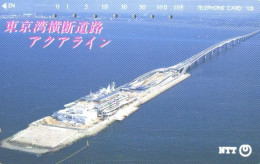 Japan:Used Phonecard, NTT, 105 Units, Island And Bridge Aerial View - Paysages