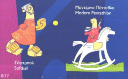 Greece:Used Phonecard, OTE, 3€, Athens Olympig Games 2004, Sofball, Modern Pentathlon - Jeux Olympiques