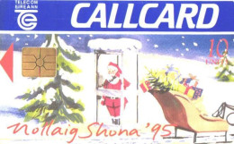 Ireland:Used Phonecard, Telecom Eireann, 10 Units, Santa Claus In Call-box - Christmas