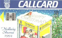 Ireland:Used Phonecard, Telecom Eireann, 10 Units, Santa Claus In Call-box, 1994 - Noel