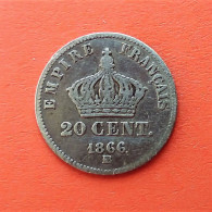 20 Centimes. NAPOLEON III. 1866 BB - Argent - - 20 Centimes