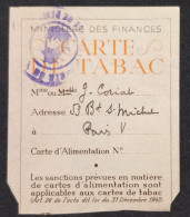 Carte De Tabac Bd Saint Michel Paris 5e Tabac La Corona 1942 - Documents