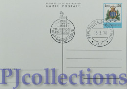 5642- SAN MARINO 1978 CARTOLINA POSTALE ORDINARIA L.130 C/ANNULLO 1° GIORNO - Briefe U. Dokumente