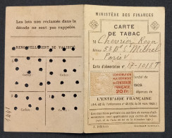 Carte De Tabac Bd Saint Michel Paris 5e 1945 Timbre Fiscal Entraide Française - Documentos