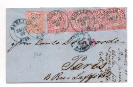 1869 - LETTRE De BERLIN Avec BANDE X4 Pour PARIS - Covers & Documents