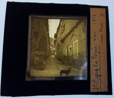 St Cirq Lapopie * Une Rue Du Village * Villageois * Plaque De Verre Photo Ancienne 10x8.5cm - Saint-Cirq-Lapopie