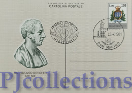 5675- SAN MARINO 1981 CARTOLINA POSTALE BERTOLOMEO BORGHESI L.150 C/ANNULLO 1° GIORNO - Covers & Documents