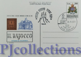 5678- SAN MARINO 1981 CARTOLINA POSTALE RIVISTA FILATELICA "IL BAJOCCO" L.200 C/ANNULLO 1° GIORNO - Covers & Documents