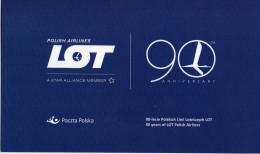 POLAND 2019 POST OFFICE SPECIAL LIMITED EDITION FOLDER: 90 YEARS OF LOT POLISH AIRLINES PLANES FLIGHT AIRCRAFT - Brieven En Documenten