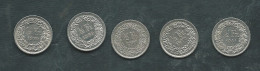SUISSE - Lot De 5 Pieces De 1/2 Francs - Année  1980,1972,1990,1970,1981- Laupi164 - Autres & Non Classés