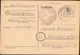 602232 | 1945, Ganzsache Der Britischen Zone Mit Postamtssiegel Aufgegeben In Langelsheim | Goslar (W 3380) - OC38/54 Belgische Bezetting In Duitsland