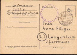 602231 | 1945, Ganzsache Britischen Zone Mit Postamtssiegel Aufgegeben In Lutter Am Barenberge | Ringelheim; Salzgitter - OC38/54 Ocupacion Belga En Alemania