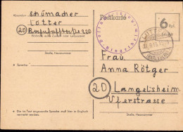 602231 | 1945, Ganzsache Britischen Zone Mit Postamtssiegel Aufgegeben In Lutter Am Barenberge | Ringelheim; Salzgitter - OC38/54 Belgian Occupation In Germany