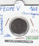 CRE1909 MONEDA ESPAÑA FELIPE V 4 MARAVEDIS 1918 SEGOVIA COBRE MC - Autres & Non Classés