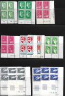 France - Lot 21 Coins Datés, Plus 3 De Code Postal, Plus 4 Divers Issus De Carnet,(1 Bloc Sans Gomme), Et 1 Bloc Oblit. - 1970-1979