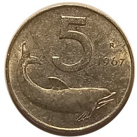 Variante 5 Lire 1967 Firma Distante Repubblica Italiana - 5 Liras