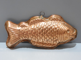 -SUPERBE ANCIEN GRAND MOULE POISSON CUIVRE Intérieur étamé Gâteau Déco Cuisine  E - Koper