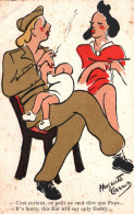 Militaria - Cpa Illustrateur Huguette CARRON - Femme Allaitant Son Bébé - WW1 Guerre 1914 1918 - Humor