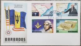 Barbados American Bicentennial Revolution, Freemason, Masonic, Freemasonry, Masonic Emblem FDC - Freemasonry
