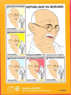 Mahatma Gandhi Father Of The Nation India, Yellow 5v Souvenir Sheet Limited Issued With Numbered MNH Burundi - Mahatma Gandhi