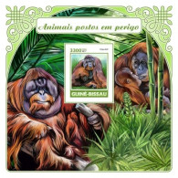 Guinea Bissau 2017, Animals In Danger, Gorillas, BF IMPERFORATED - Gorilla's