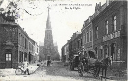 SAINT ANDRE LEZ LILLE - RUE DE L'EGLISE ( Attelages Calèches + Charrettes ) - Haubourdin