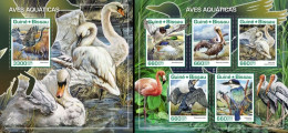 Guinea Bissau 2017, Animals, Water Birds, Swan, 5val In BF +BF - Zwanen