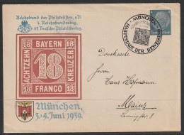 Umschlag/Ganzsache, 4.Reichsbundestag 1939 München, 4 Pfg. Hindenburg, Gebraucht/used - Covers