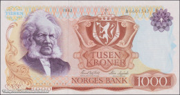 DWN - NORWAY 40b3 - 1000 1.000 Kroner 1982 AU  B 6601347 - Signatures: Wold & Sagård - Norway