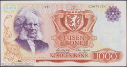 DWN - NORWAY 40b5 - 1000 1.000 Kroner 1984 XF/AU  C 3676434 - Signatures: Wold & Sagård - Norway