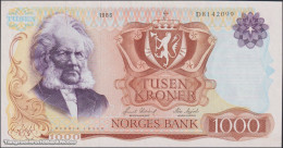 DWN - NORWAY 40c2 - 1000 1.000 Kroner 1986 AU/UNC  D 8142099 - Signatures: Skånland & Sagård - Norway